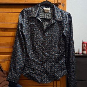 Byer California Black and Blue Patterned Top